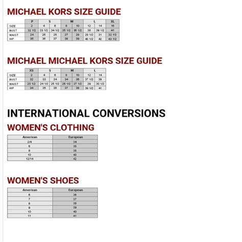 michael kors size p|michael kors sneakers size chart.